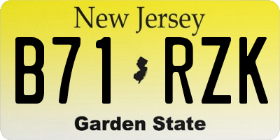 NJ license plate B71RZK