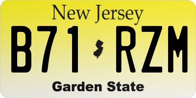 NJ license plate B71RZM