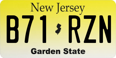 NJ license plate B71RZN