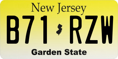 NJ license plate B71RZW