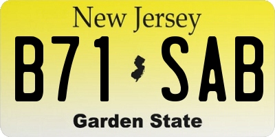 NJ license plate B71SAB