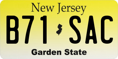 NJ license plate B71SAC