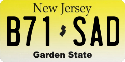 NJ license plate B71SAD
