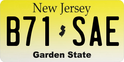 NJ license plate B71SAE