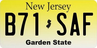 NJ license plate B71SAF