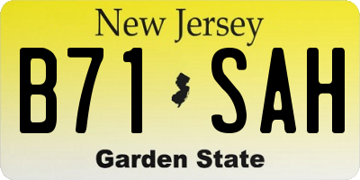 NJ license plate B71SAH
