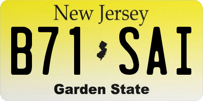 NJ license plate B71SAI