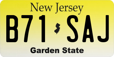 NJ license plate B71SAJ