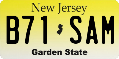 NJ license plate B71SAM