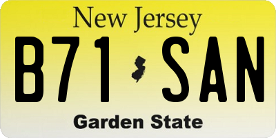 NJ license plate B71SAN