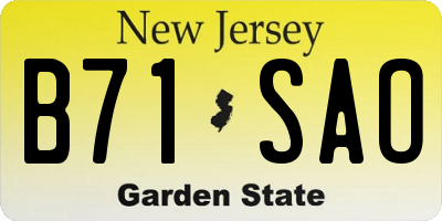NJ license plate B71SAO