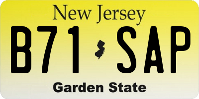 NJ license plate B71SAP