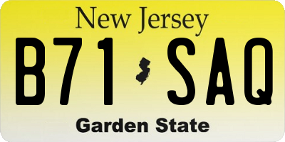 NJ license plate B71SAQ