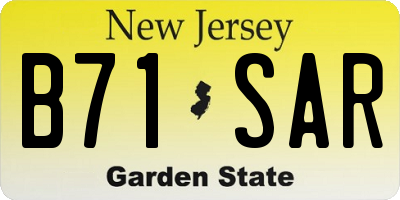 NJ license plate B71SAR