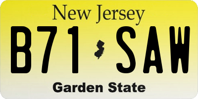 NJ license plate B71SAW