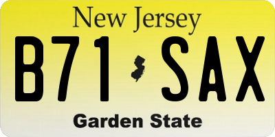 NJ license plate B71SAX