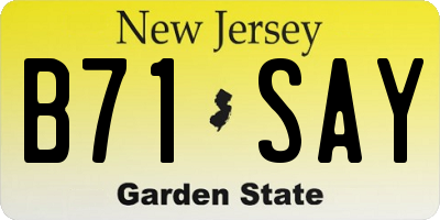 NJ license plate B71SAY