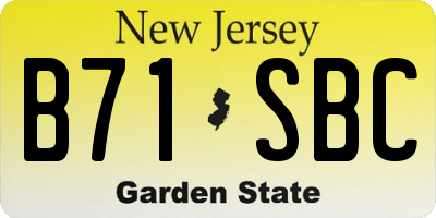 NJ license plate B71SBC
