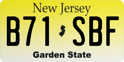 NJ license plate B71SBF