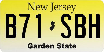 NJ license plate B71SBH