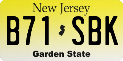 NJ license plate B71SBK