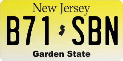 NJ license plate B71SBN