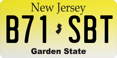 NJ license plate B71SBT