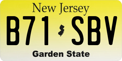 NJ license plate B71SBV