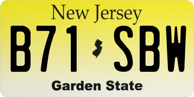NJ license plate B71SBW