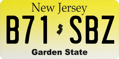 NJ license plate B71SBZ