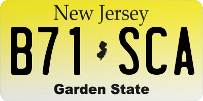 NJ license plate B71SCA