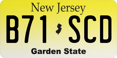 NJ license plate B71SCD