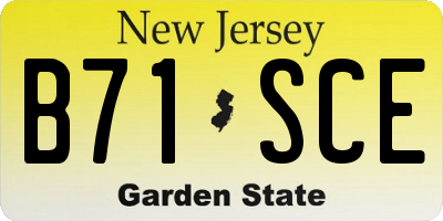 NJ license plate B71SCE