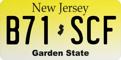 NJ license plate B71SCF