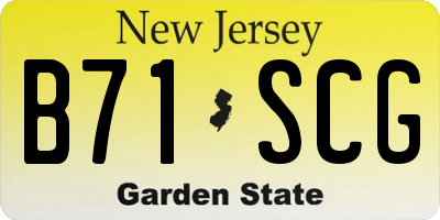 NJ license plate B71SCG