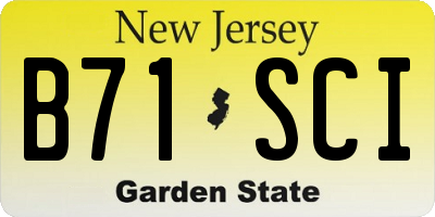 NJ license plate B71SCI