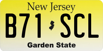 NJ license plate B71SCL