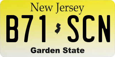 NJ license plate B71SCN