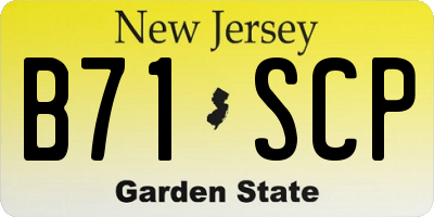 NJ license plate B71SCP