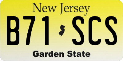 NJ license plate B71SCS