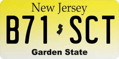 NJ license plate B71SCT