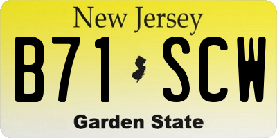 NJ license plate B71SCW