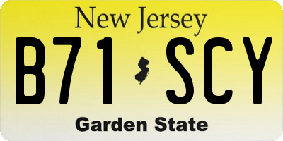 NJ license plate B71SCY