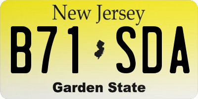 NJ license plate B71SDA