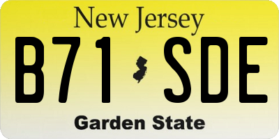 NJ license plate B71SDE