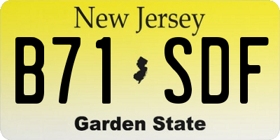 NJ license plate B71SDF