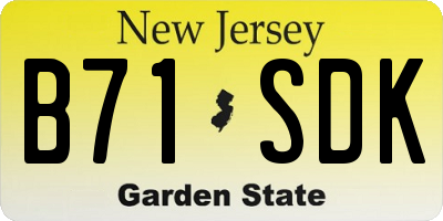 NJ license plate B71SDK