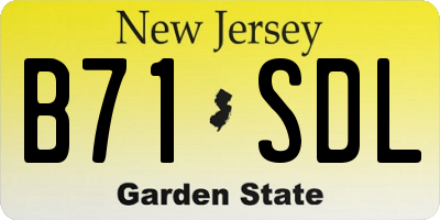 NJ license plate B71SDL