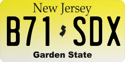NJ license plate B71SDX