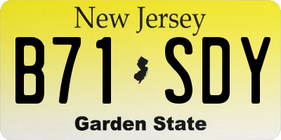 NJ license plate B71SDY
